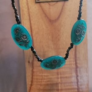 Green Glass Bead Collar Necklace